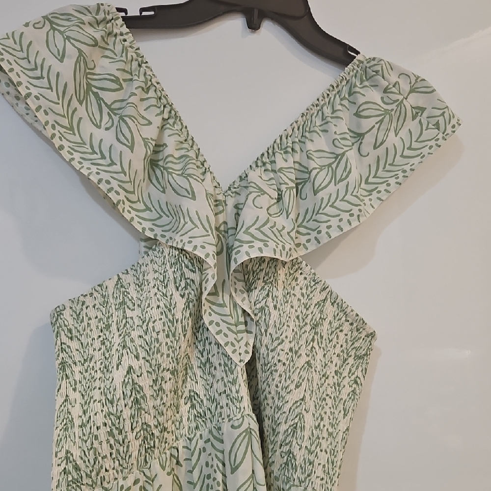Sail to Sable X Palm Beach Lately Pistachio Leaf Print  Dress